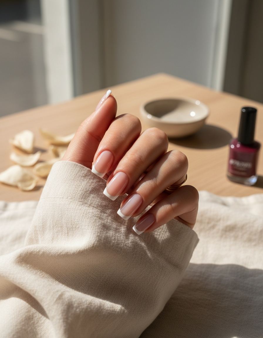 Een verzorgde hand met een afgewerkte French-set